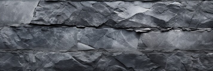 Grey Anthracite Concrete Texture. Dark Black Stone Background Panorama Banner Long