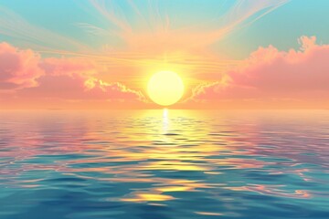 Sunset Serenade A Pink and Blue Ocean Scene Generative AI