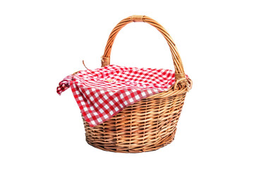 Fototapeta na wymiar Basket with Red Gingham Charm Isolated On Transparent Background