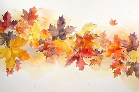 Autumn Leaves Artwork A Watercolor Painting of Fallen Leaves Generative AI