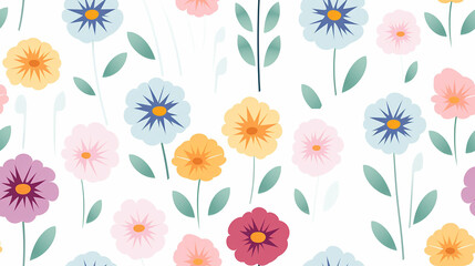 Pastel Colorful Flowers Background - Tile, Seamless Pattern