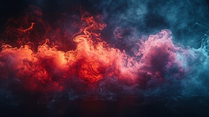 Red smoke swirling against a dark, muted background. - obrazy, fototapety, plakaty