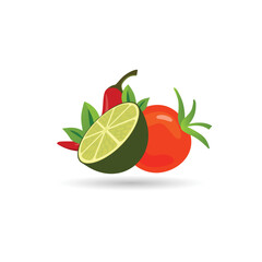 Mexican Food Illustration Vector Template, Salsa Drink With Vegetable Lime Spicy Element Menu. Mexican Delicious Food Template. Tomato Pepper Chili Tasty