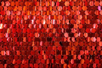 Red shiny iridescent background. Pixel background.