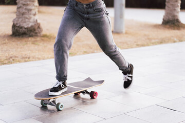 Skateboarder's feet close-up