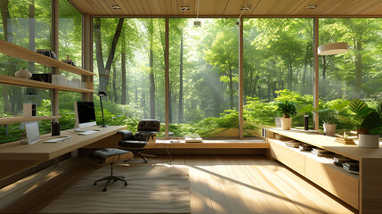 Modern Eco-Friendly Office Interior Design. generative ai