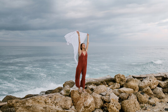 Freedom Woman By Ocean