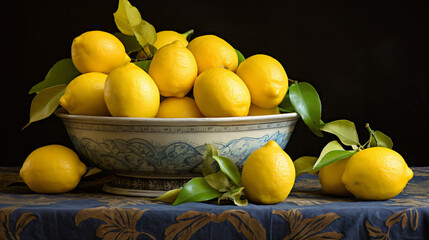 The lemons in the bowl provide a gorgeous sight.