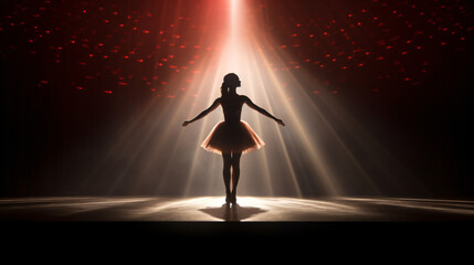 Fototapeta na wymiar The silhouette of a ballerina on stage