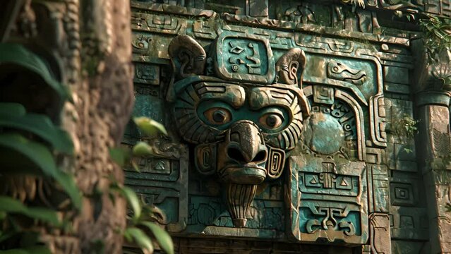 A depiction of an Aztec Eagle and Jaguar warrior painted on the walls of a temple serves as a reminder of their bravery.