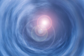 Tunnel from clouds background texture watercolor fairy-tale design unusual colorful