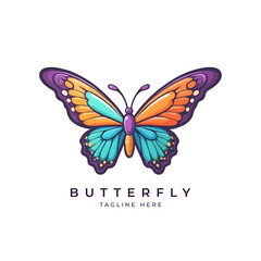 Colorful Butterfly mascot vector logo. Butterfly sticker silhouette . feminine butterfly t shirt design, easy to edit any color or shape design.