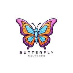 Colorful Butterfly mascot vector logo. Butterfly sticker silhouette . feminine butterfly t shirt design, easy to edit any color or shape design.