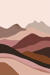 Trendy minimalist abstract landscape illustrations. hand drawn contemporary artistic posters