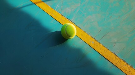 tennis ball is floating on a tennis court with an overhead.