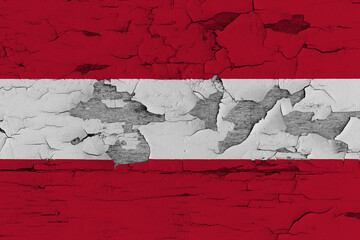 Republic of Austria Flag Painted on Old Wood Plank Background