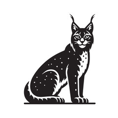  silhouette and icon of an elusive lynx isolated on white background