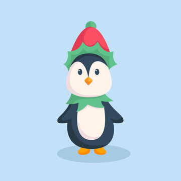 Christmas Little Penguin Character Design Illustration