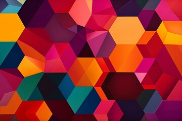 Playful and Vibrant Hexagon Pattern, Exuding Energy and Movement in a Geometric Composition, Generative AI