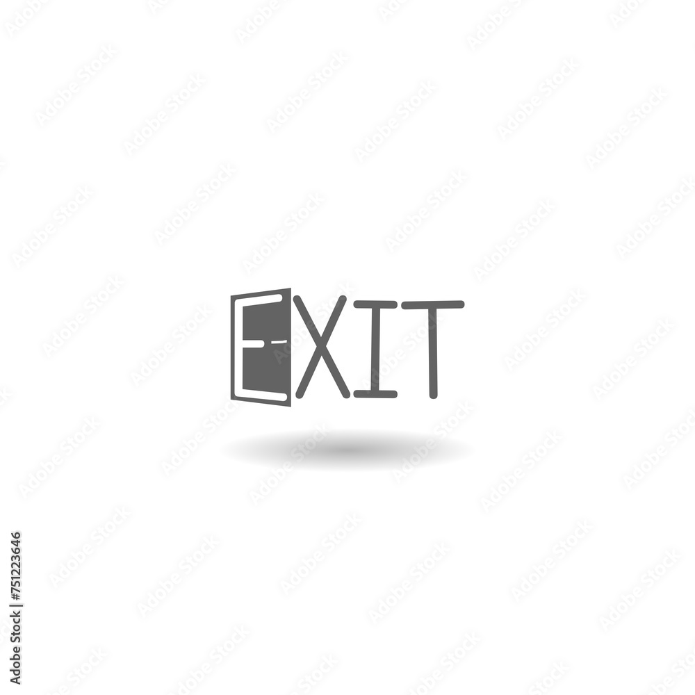 Poster exit sign icon with shadow