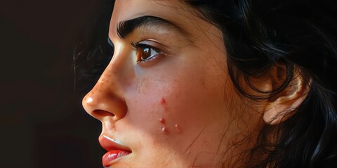 Skin issues that need proper solutions, skin protection, skincare, acne problems, and enlarged pores. Women and beauty,for advertising skin care products.