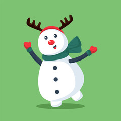 Cute Snowman at Christmas Character Design Illustration