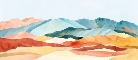Colorful Mountainside A Vibrant Watercolor Painting of a Mountain Range Generative AI