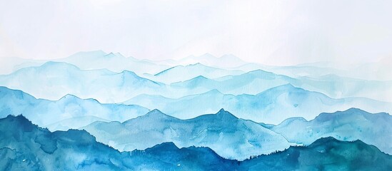 Obraz premium July Sky A Watercolor Painting of Mountains and Clouds Generative AI