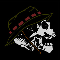 vector illustration artwork of skeleton skull head use bucket hat