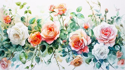 Flower Power A Vibrant Watercolor of Roses for the Month of Love Generative AI