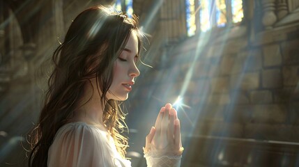 Praying in the Light A Glimpse of the Monthly Full Moon Generative AI