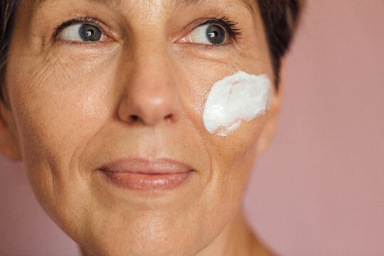 Skin Care of Attractive Woman in Her 50s