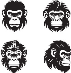 Fototapeta premium A set of head moonkey vector 
