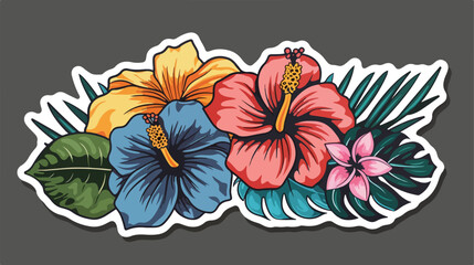 Doodle sticker with tropical summer flower