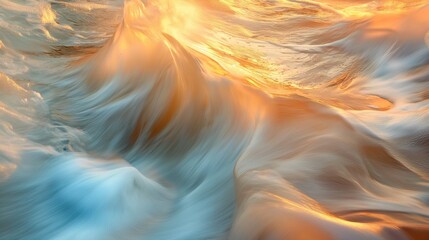 Ethereal waves of color merging and separating, casting gentle shadows on a canvas of soft and...