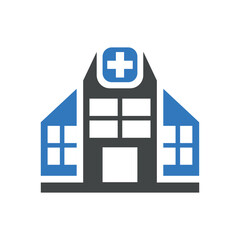Illustration of medical hospital building. Isolated on a white background.