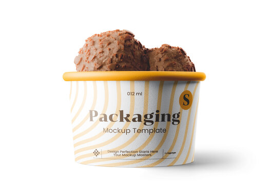 Ice Cream Packaging Mockup with Chocolate Ice Cream