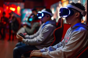 VR Game Spells Mixed Virtual Reality Goggles for Game Launches. Augmented reality Glasses Healthcare Data Privacy Training. Future Technology Validation Headset Gadget and Vibrant Wearable Equipment