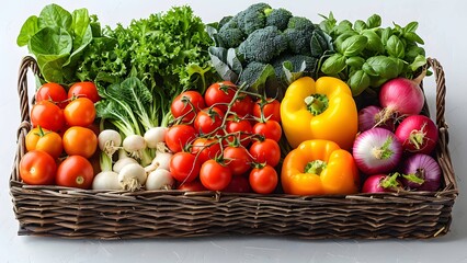 Fresh veggie variety, large basket.