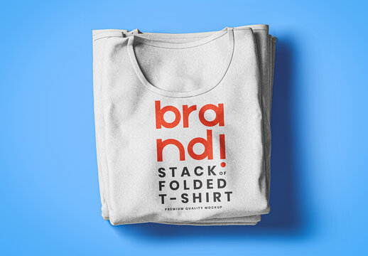 Stack of White Folded T-shirts Mockup