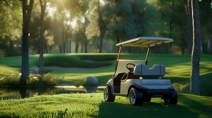 golf cart on the green grass