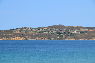 Fototapeta premium Kaviria Palace Resort (Abandoned place) - Paralia Saravari, Ag. Theodoros, Lemnos, Greece, Aegean sea