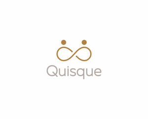 Abstract couple partnership  logotype. Creative infinity eight unity sign. Team family premium symbol.