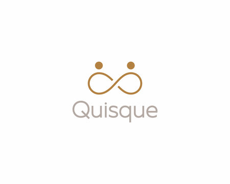 Abstract couple partnership  logotype. Creative infinity eight unity sign. Team family premium symbol.