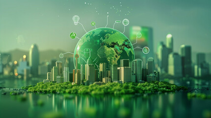 Earth Day, environmental technology concept. Sustainable development goals. SDGs., Resource recycling. Recycling society. Green-tech Smart city  Internet of things