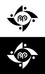 PP set ,PP logo. P P design. White PP letter. PP, P P letter logo design. Initial letter PP letter logo set, linked circle uppercase monogram logo. P P letter logo vector design.