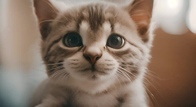 Fluffy Gray Kitten: Cute Pet Portrait