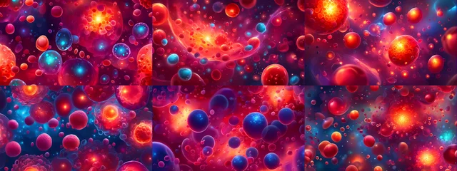 Fotobehang Set of six colorful background made of red blood cells.  © saurav005