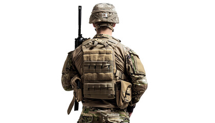 american soldier back isolated