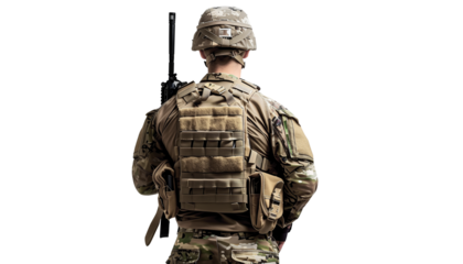 american soldier back isolated